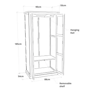 Castelli 2 Door Wardrobe Wood Knob