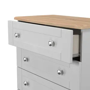 Sussex Ready assembled Grey & oak 4 Drawer Chest (H)882mm (W)765mm (D)415mm