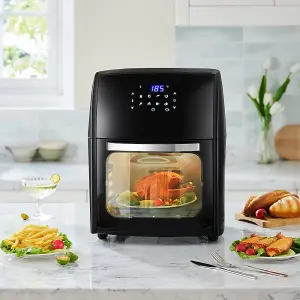 12L Black Display Kitchen Air Fryer with Rotisserie Basket