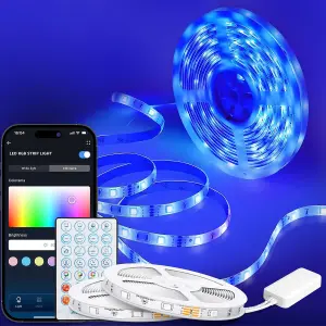 Aigostar 15m Smart LED Strip Lights with Remote Control, WiFi App Control Compatible with Alexa and Google Assistant(2x7.5M)