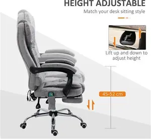 Vinsetto Massage Executive Office Chair, Heated 6 Points Vibration, Adjustable Swivel Ergonomic Desk Chair Recliner W/ Footrest Grey | Aosom UK