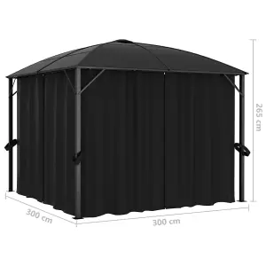 Berkfield Gazebo with Curtains 300x300x265 cm Anthracite