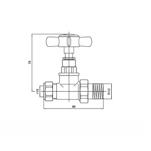 Right Radiators Chrome Traditional Cross Head Straight Towel Rail Radiator Valves 1/2" x15mm Pair