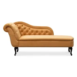 Right Hand Chaise Lounge in Velvet Gold