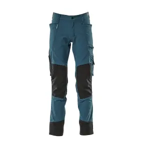 Mascot Advanced Stretch Trousers with Kneepad Pockets - Dark Petroleum   (30.5) (Leg Length - Long)