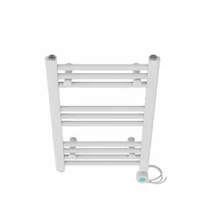 Right Radiators Prefilled Thermostatic WiFi Electric Heated Towel Rail Straight Bathroom Ladder Warmer - White 600x400 mm