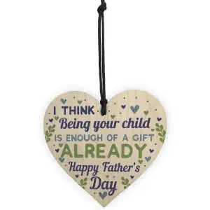 Red Ocean Fathers Day Funny Gifts Wooden Heart Sign Present From Daughter Son Fathers Day Card