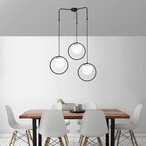 Luminosa Model 10 Deco 3-Light Globe Cluster Pendant Lamp Black