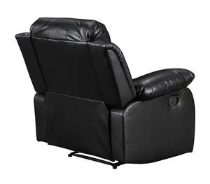 Recliner Manual Chair in Black Faux Leather