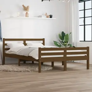 Berkfield Bed Frame Honey Brown Solid Wood 120x190 cm Small Double