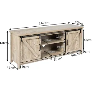 Costway Modern TV Cabinet for 60" Wooden Media Storage Shelves Stand W/ Cabinets