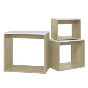 Side Tables 3 pcs Engineered Wood (Set of 3) Sonoma Oak / White