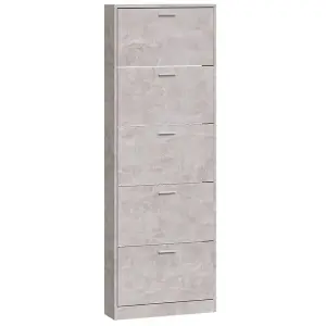 Shoe Cabinet Concrete Grey 59x17x169 cm Engineered Wood