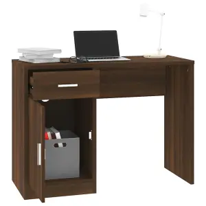 Berkfield Desk with Drawer&Cabinet Brown Oak 100x40x73 cm Engineered Wood