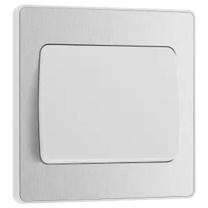 BG Evolve 20A Single Wall Light Switch, Wide Rocker, Brushed Steel