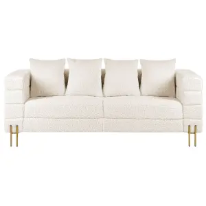 3 Seater Boucle Sofa White GRANNA