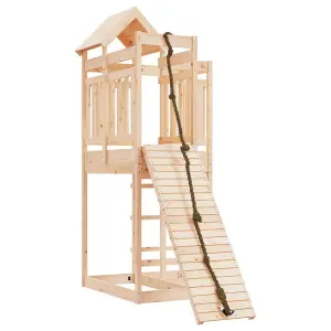 Berkfield Playhouse with Climbing Wall Solid Wood Pine