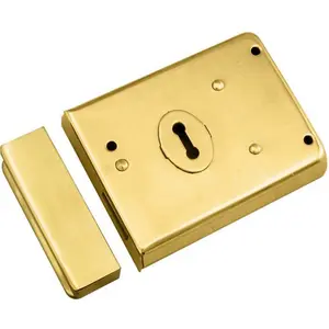 Traditional Contract Rim Deadlock 140 x 76mm Polished Brass Door Latch