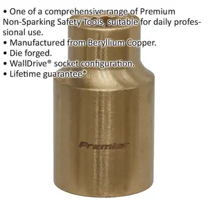 8mm Non-Sparking WallDrive Socket - Durable Beryllium Copper Design