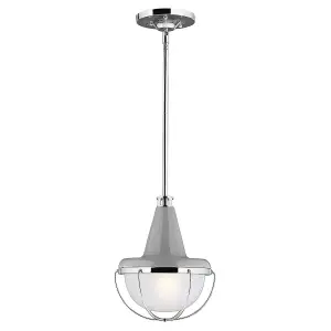 Elstead Livingstone 1 Light Ceiling Mini Pendant Polished Nickel, Grey, E27