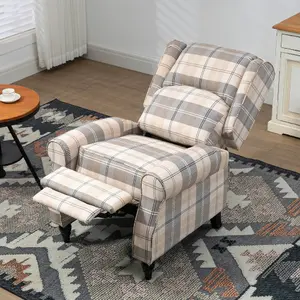 HOMCOM Recliner Chair for Living Room Wingback Chair with Padded Armrest Khaki