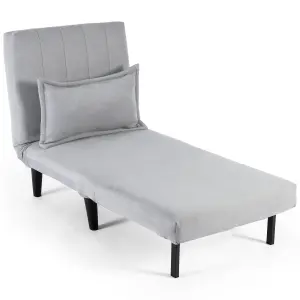 Harper 1 Seater Folding Clic Clac Fabric Living Room Lounge Futon Sofa Bed Grey