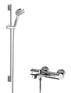 Pride Wall Mount Thermostatic Bath Shower Mixer Tap with Slimline Slide Rail Kit - Chrome - Balterley