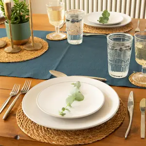 Argon Tableware - Round Woven Typha Placemats & Coasters Set - 12pc