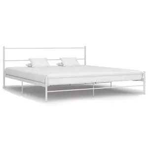 Berkfield Bed Frame White Metal 200x200 cm