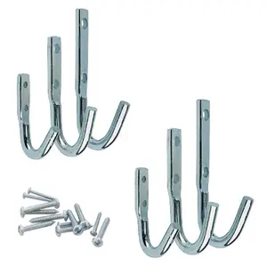 6 x Assorted Galvanised Storage Hooks Wall Mounted, Garages Sheds Tools Garden