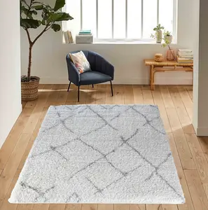 Moroccan Berber Shaggy Rugs Living Room Scandi Light Cream 60x220 cm