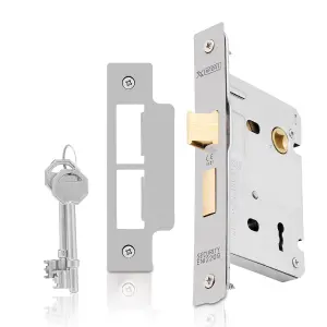 XFORT 3 Lever Satin Chrome Mortice Sashlock 75mm