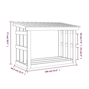 Berkfield Firewood Rack White 108x64.5x77 cm Solid Wood Pine