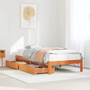 Berkfield Bed Frame with Drawers without Mattress Wax Brown 90x200 cm