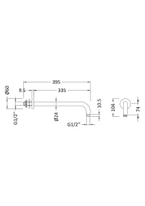 Round Wall Mount Shower Arm - 345mm - Brushed Pewter