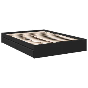 Berkfield Bed Frame with Drawers without Mattress Black 160x200 cm