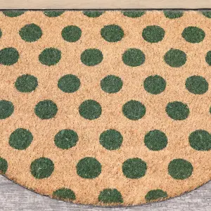 Melody Maison Forest Green & Natural Polka Dot Half Moon Door Mat