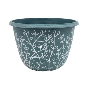 30cm Pot Serenity Stout Planter Green Round With White Wash Plant Flower Garden