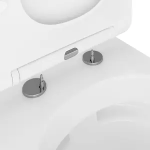 GoodHome Levanna White Rimless Back to wall Square Toilet pan with Soft close seat