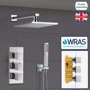 Nes Home 2 Way Square Concealed Thermostatic Mixer Valve Hand Held Shower Head Rose