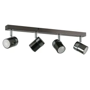 ValueLights Rosie Modern 4 Way Straight Bar Ceiling Spotlight Fitting Black Chrome Finish