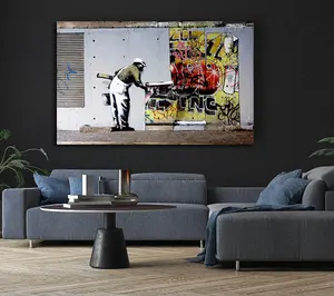 Wallpaper Over Robbo Graffiti Canvas Print Wall Art - Medium 20 x 32 Inches