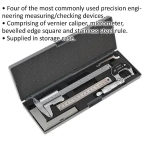 4 Piece Measuring Tool Set - Precision Measuring Instrument Kit - Storage Case