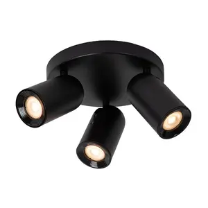 Lucide Punch Classic Ceiling Spotlight 21cm - 3xGU10 - Black