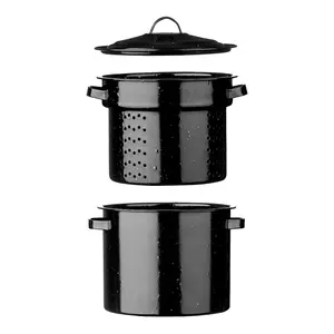 Essentials by Premier Carvara Black Speckled Enamel Pasta Pot