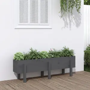 Berkfield Garden Raised Bed Grey 121x30x38 cm Solid Wood Pine