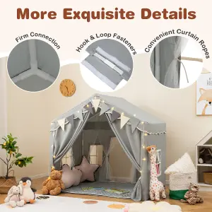 COSTWAY Kids Play Tent with Mat Indoor Toddler Teepee House 2 Opening Doors