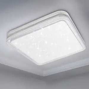 Extrastar 18W Square LED Ceiling Light with Silver Glitter Edge, 6500K, 1900 lumen