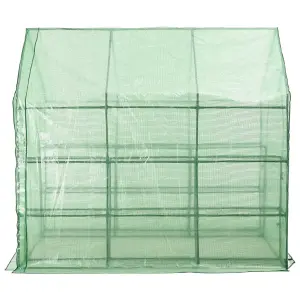 Berkfield Walk-in Greenhouse with 12 Shelves Steel 143x214x196 cm