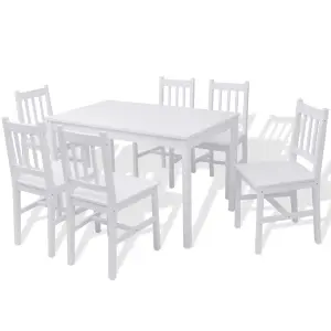 Berkfield Seven Piece Dining Set Pinewood White